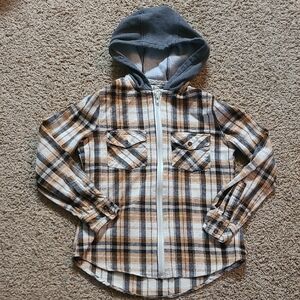 Shyanne Brown Plaid Hooded Zip Up Flannel Size Xsmall